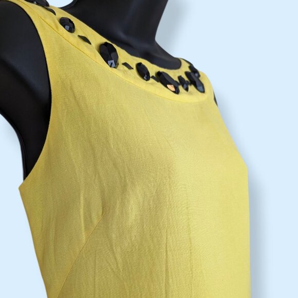 Oscar de la Renta Yellow Linen Shift Dress - Picture 4 of 10